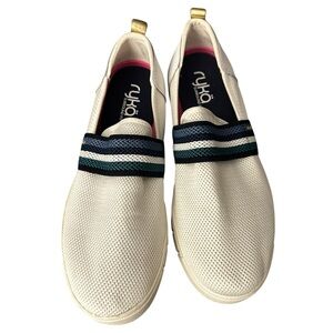 Ryka Haze Perforated Slip-On Sneaker Shoes White & Blue Women Size‎ 9